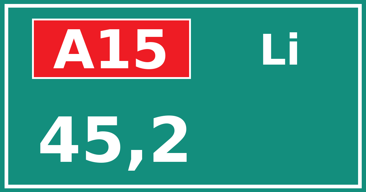 Hectometerbord A15 45,2 zijde Li