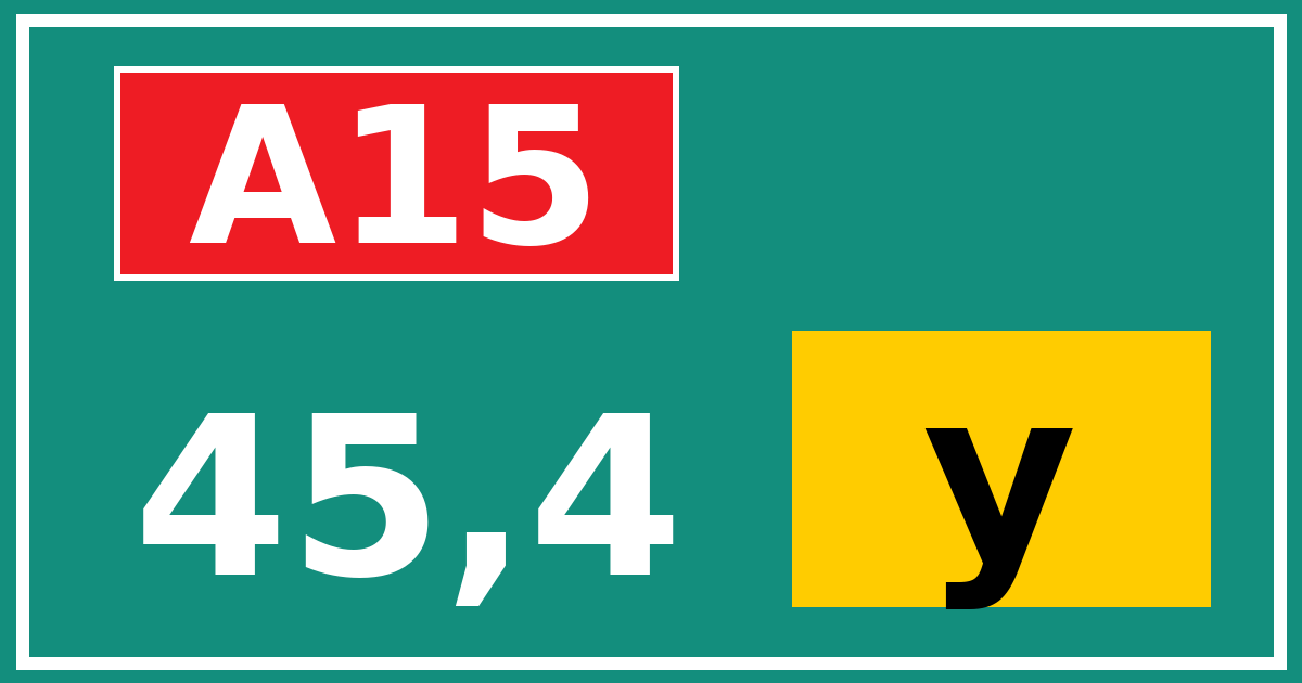 Hectometerbord A15 45,4 letter y
