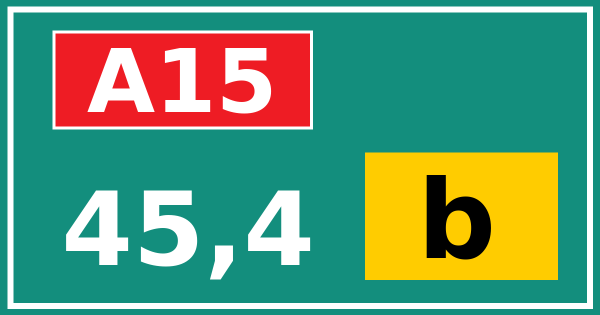 Hectometerbord A15 45,4 letter b
