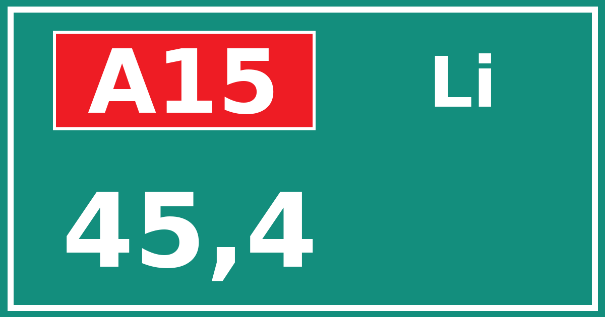 Hectometerbord A15 45,4 zijde Li