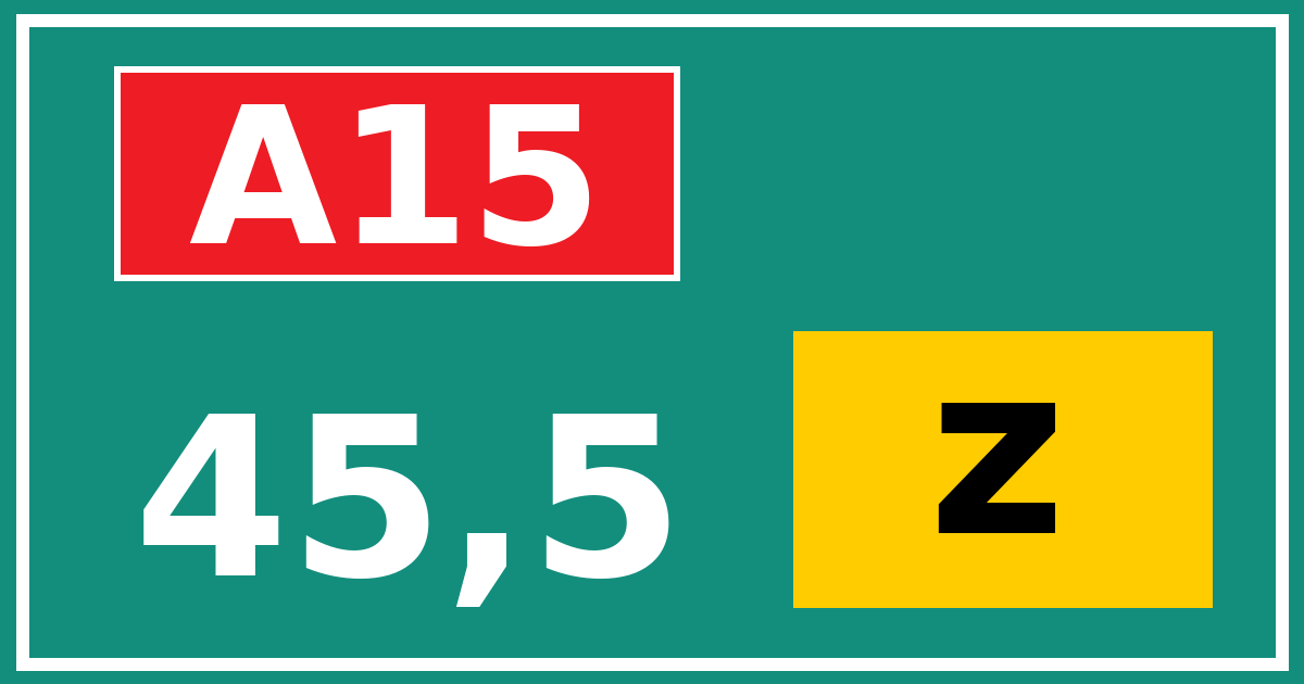 Hectometerbord A15 45,5 letter z