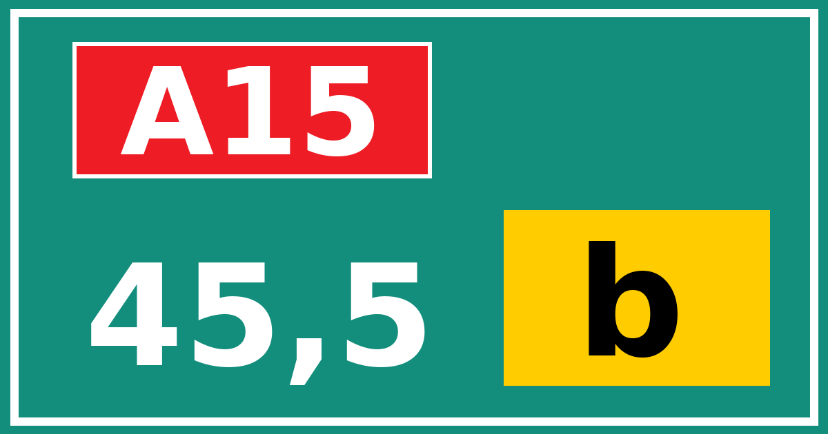 Hectometerbord A15 45,5 letter b