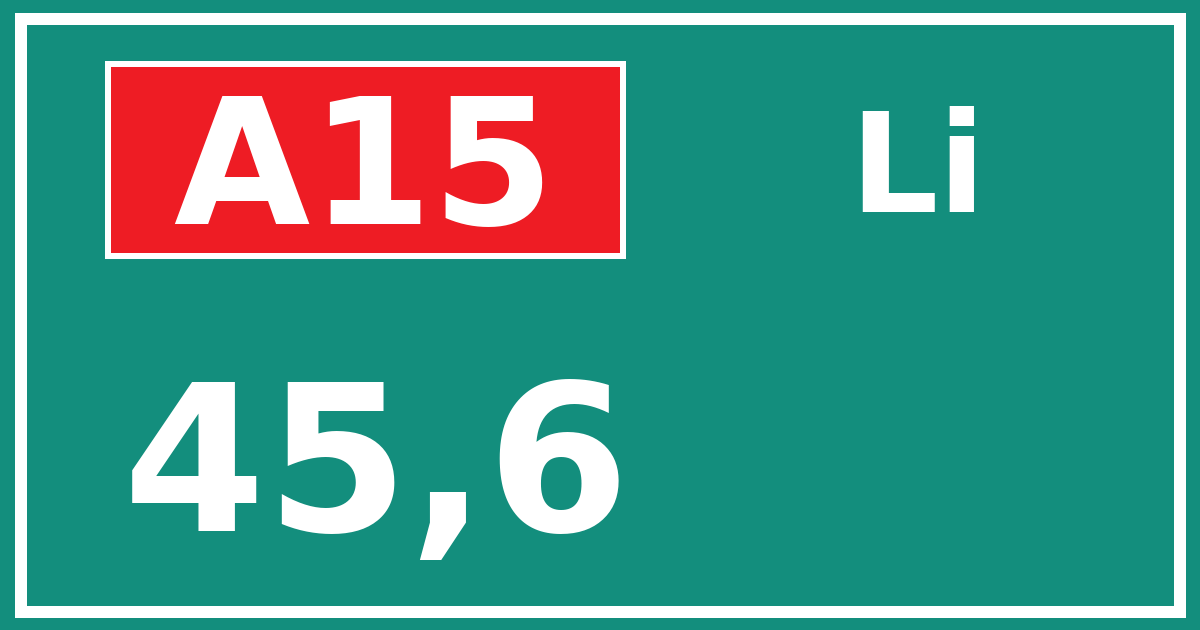 Hectometerbord A15 45,6 zijde Li