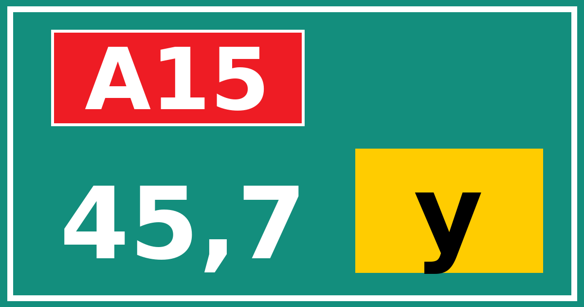 Hectometerbord A15 45,7 letter y