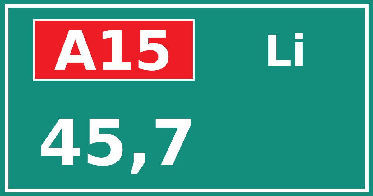 Hectometerbord A15 45,7 zijde Li