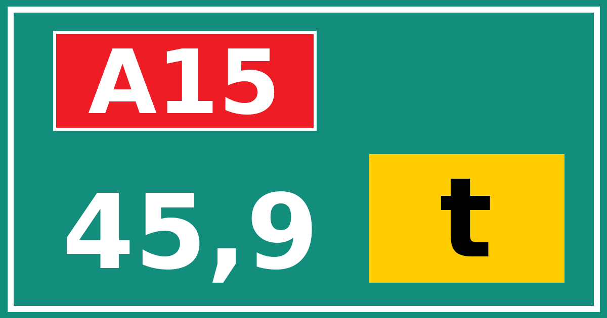 Hectometerbord A15 45,9 letter t