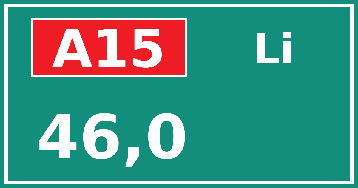 Hectometerbord A15 46,0 zijde Li