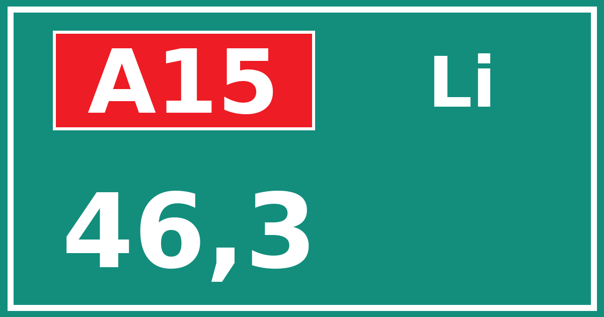 Hectometerbord A15 46,3 zijde Li