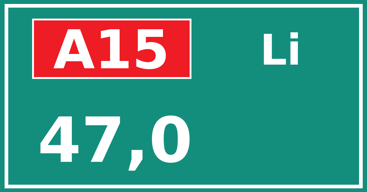 Hectometerbord A15 47,0 zijde Li