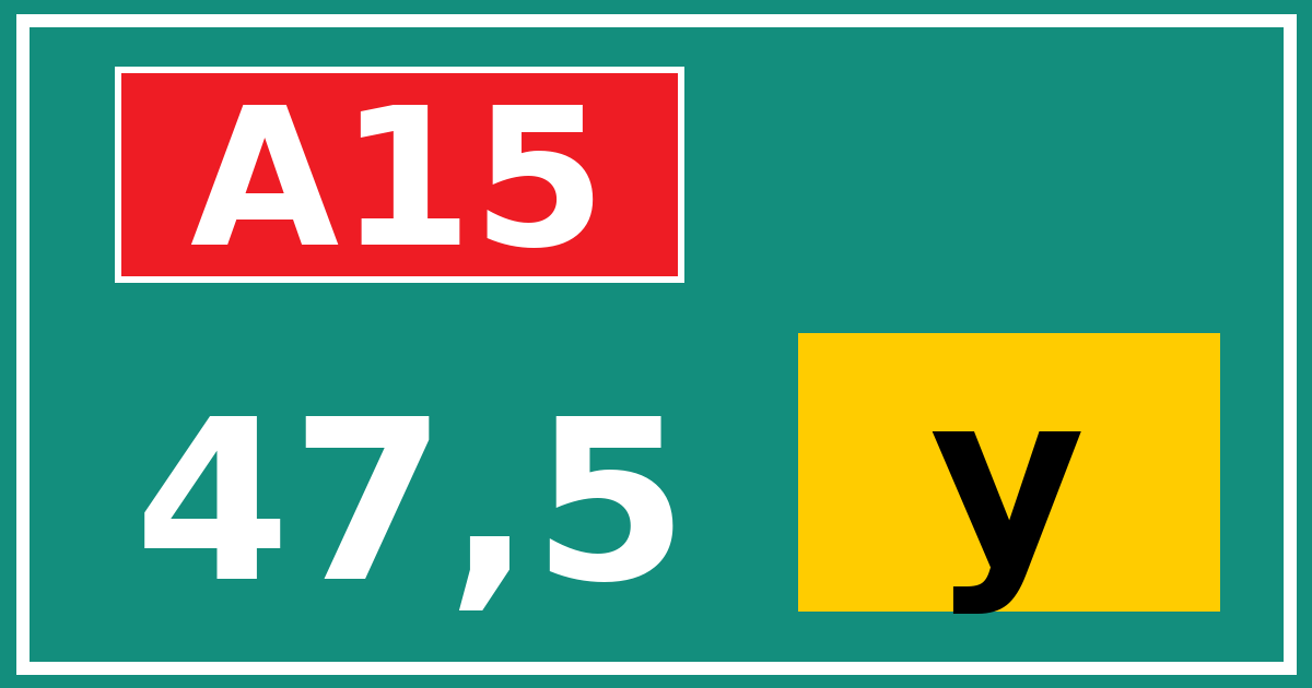 Hectometerbord A15 47,5 letter y