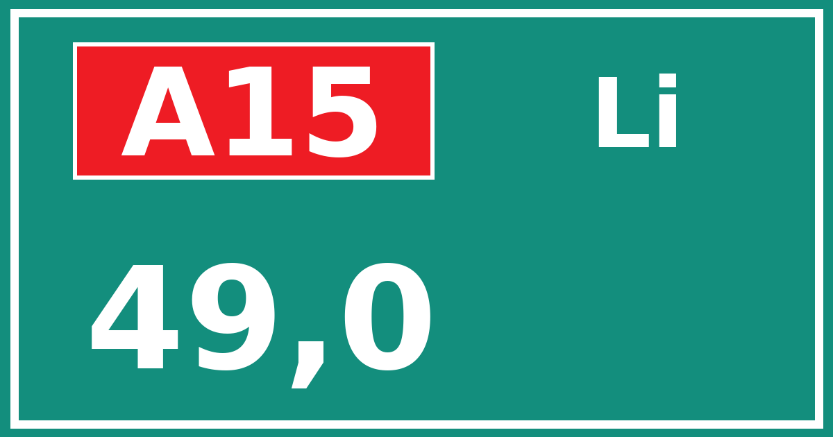 Hectometerbord A15 49,0 zijde Li