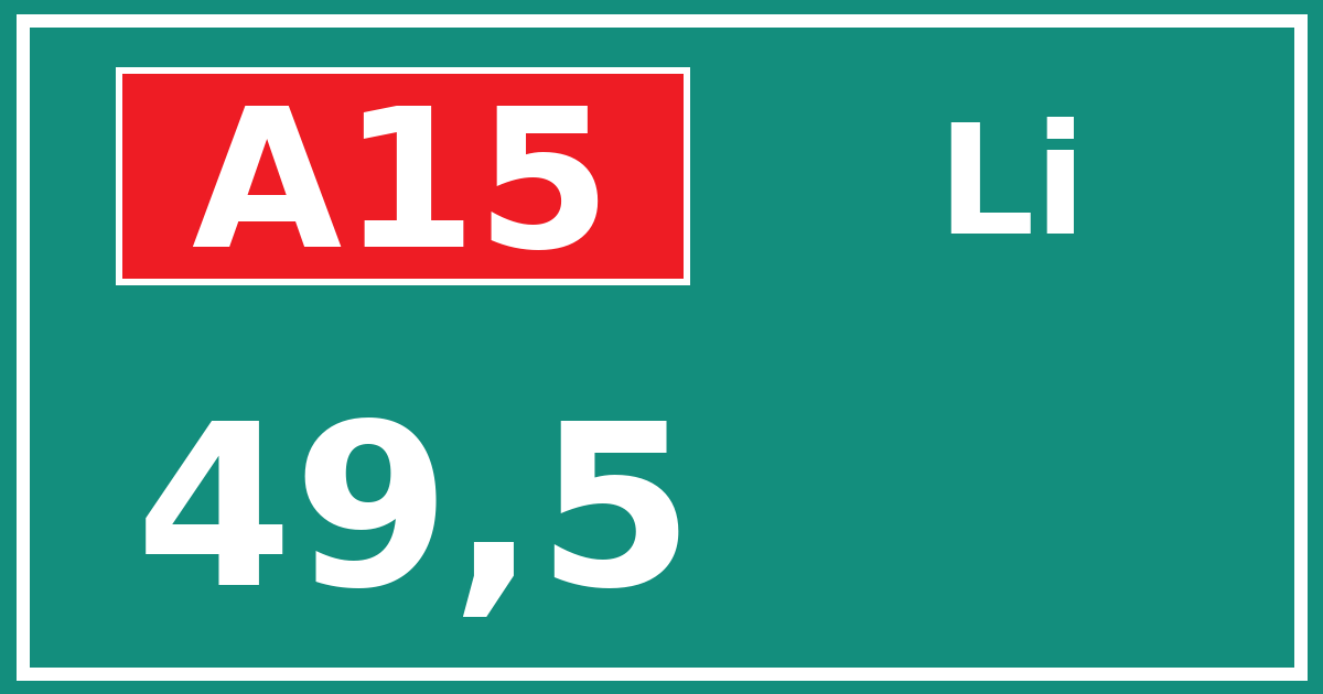 Hectometerbord A15 49,5 zijde Li