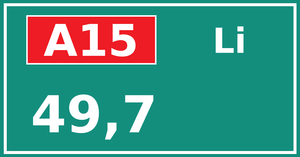 Hectometerbord A15 49,7 zijde Li