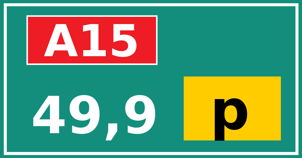 Hectometerbord A15 49,9 letter p