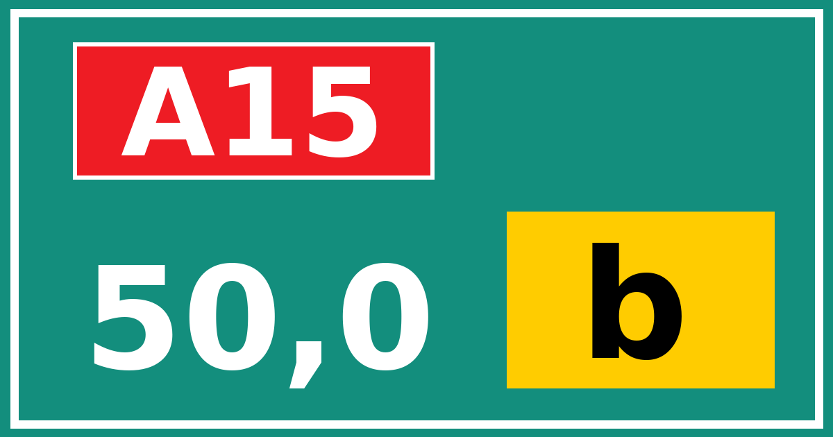 Hectometerbord A15 50,0 letter b
