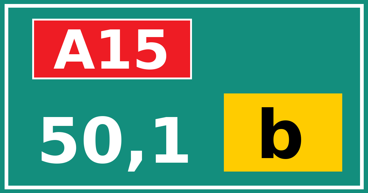 Hectometerbord A15 50,1 letter b