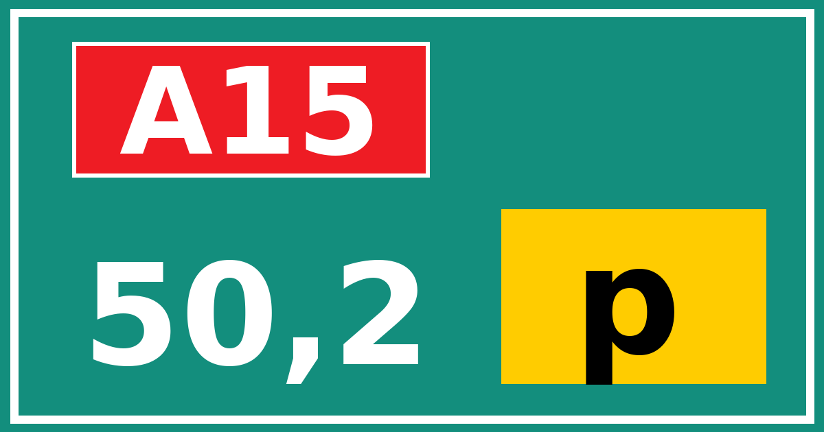 Hectometerbord A15 50,2 letter p