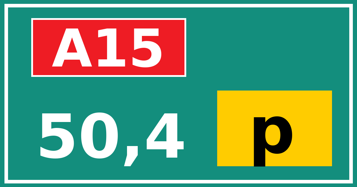 Hectometerbord A15 50,4 letter p