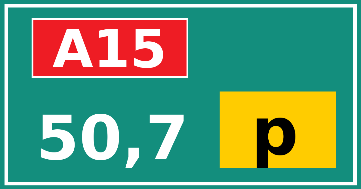 Hectometerbord A15 50,7 letter p