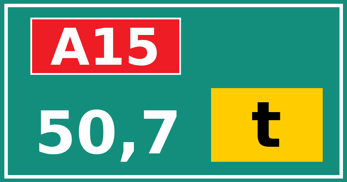 Hectometerbord A15 50,7 letter t