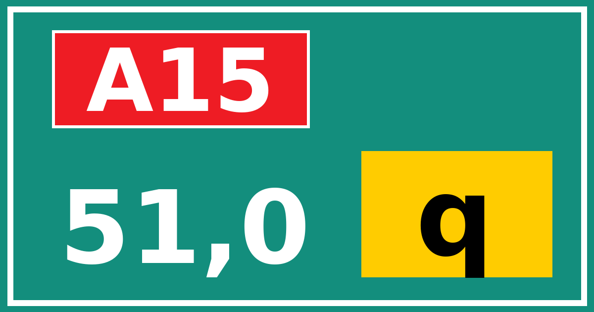 Hectometerbord A15 51,0 letter q