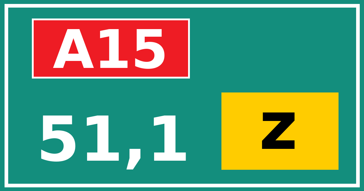 Hectometerbord A15 51,1 letter z