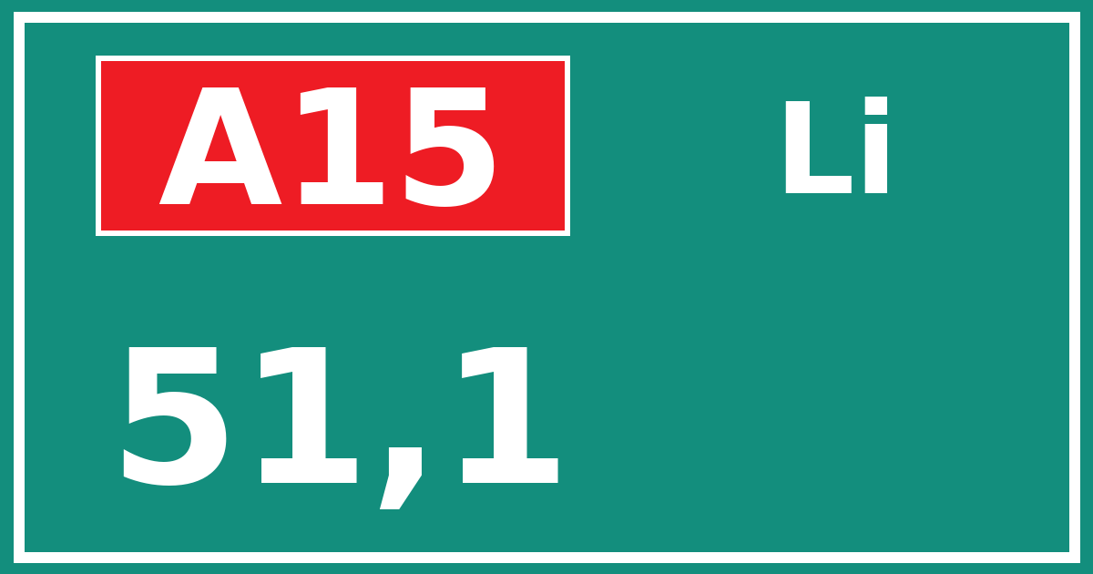 Hectometerbord A15 51,1 zijde Li