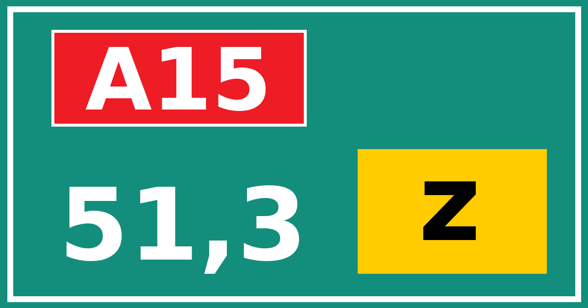 Hectometerbord A15 51,3 letter z