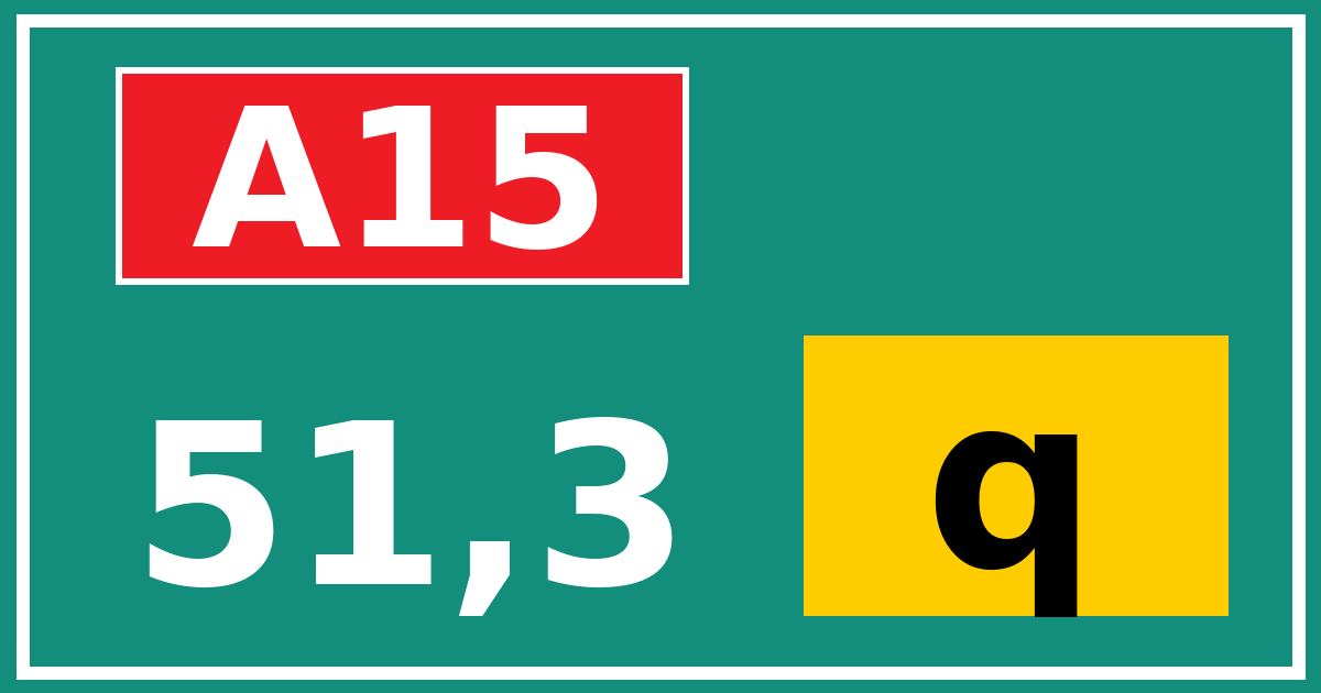 Hectometerbord A15 51,3 letter q