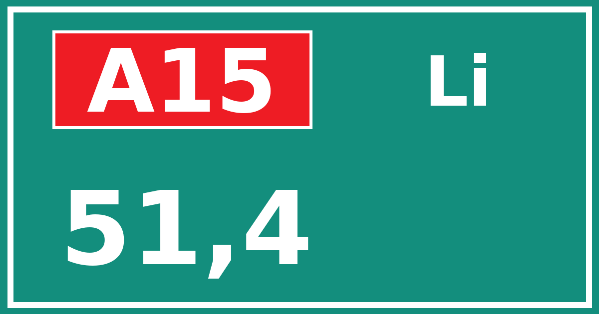 Hectometerbord A15 51,4 zijde Li