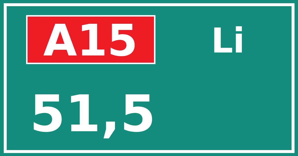 Hectometerbord A15 51,5 zijde Li
