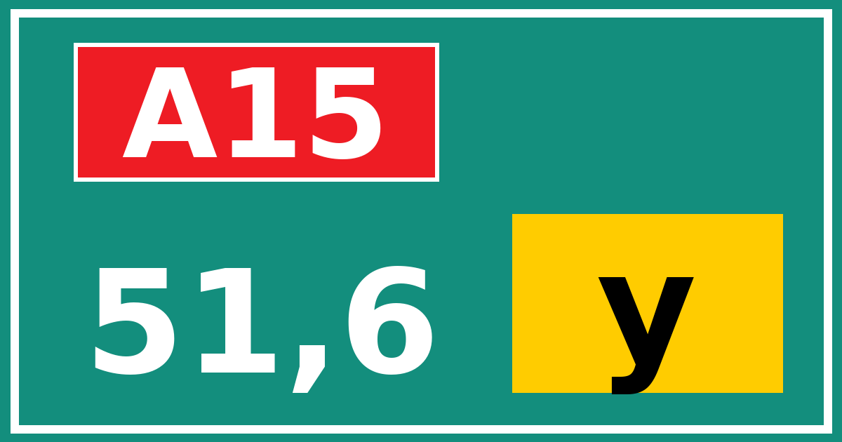 Hectometerbord A15 51,6 letter y
