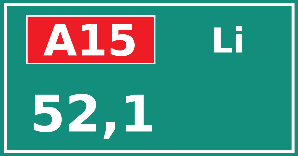 Hectometerbord A15 52,1 zijde Li