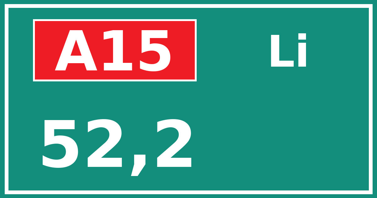 Hectometerbord A15 52,2 zijde Li
