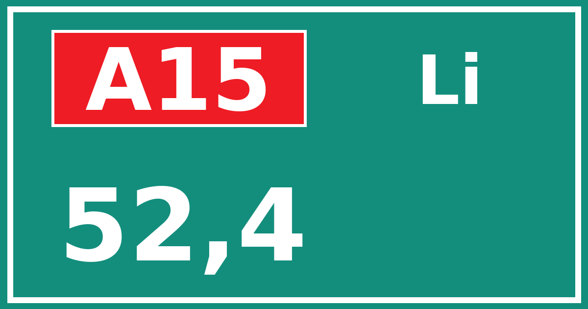 Hectometerbord A15 52,4 zijde Li