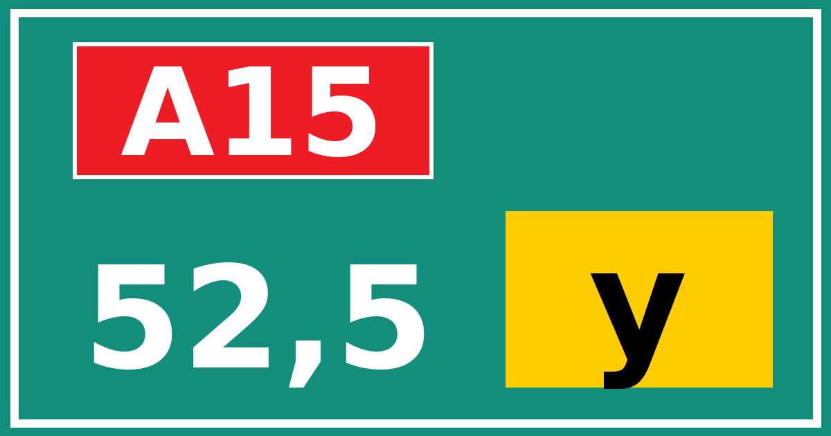 Hectometerbord A15 52,5 letter y
