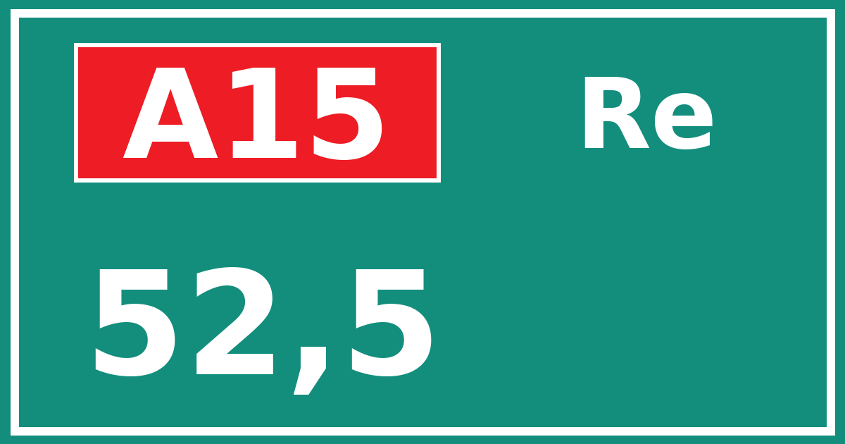 Hectometerbord A15 52,5 zijde Re