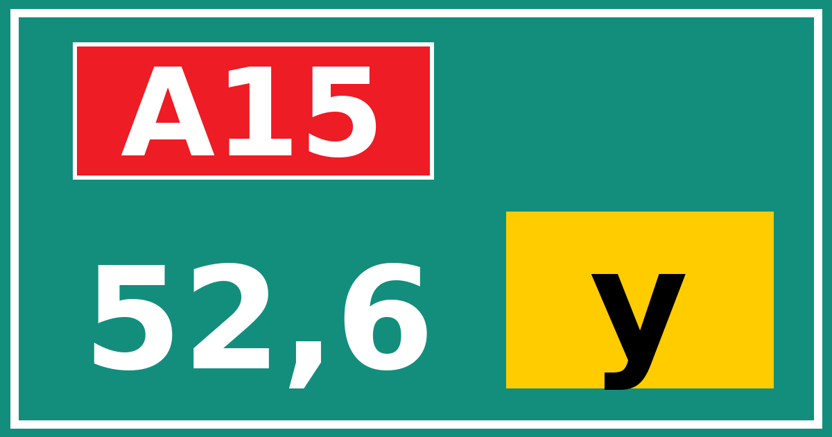 Hectometerbord A15 52,6 letter y