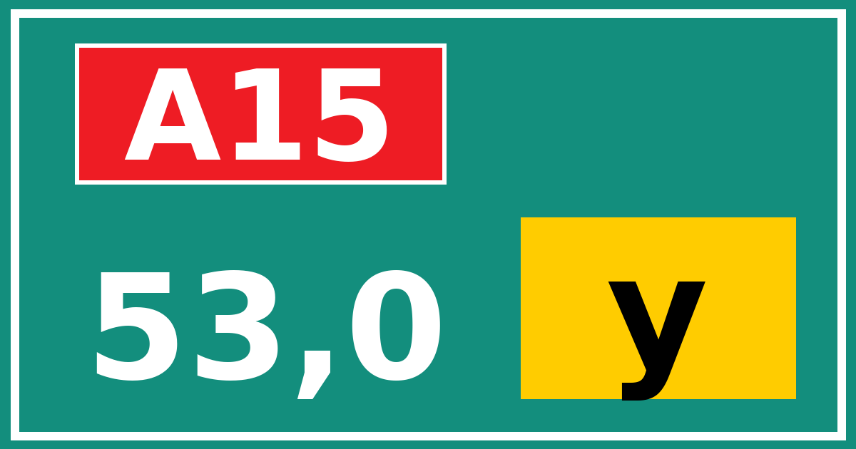 Hectometerbord A15 53,0 letter y