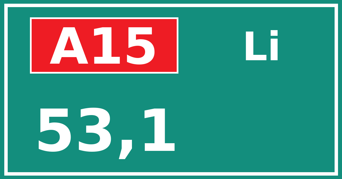 Hectometerbord A15 53,1 zijde Li
