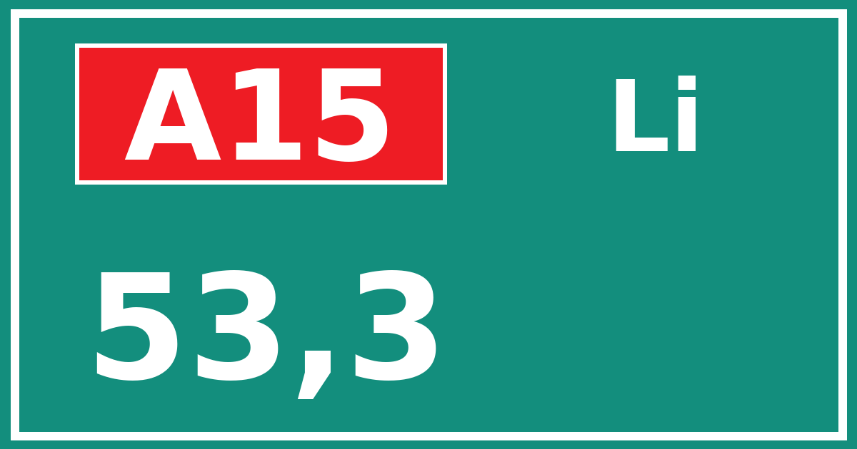 Hectometerbord A15 53,3 zijde Li