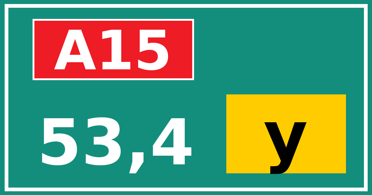 Hectometerbord A15 53,4 letter y