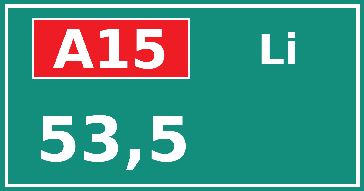 Hectometerbord A15 53,5 zijde Li