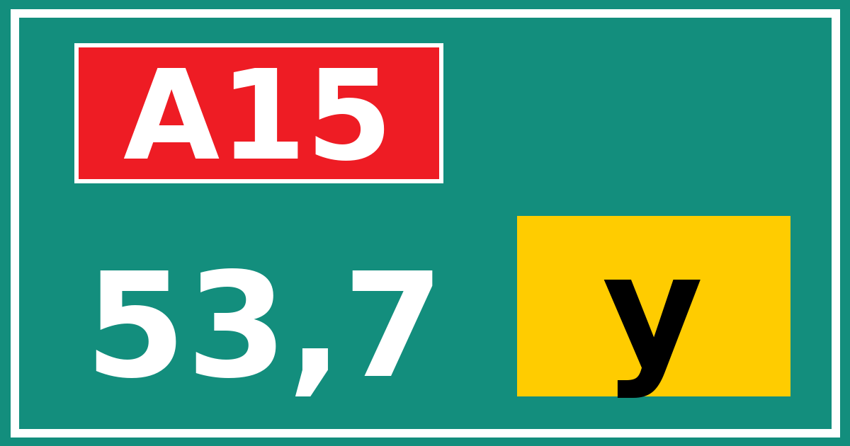 Hectometerbord A15 53,7 letter y