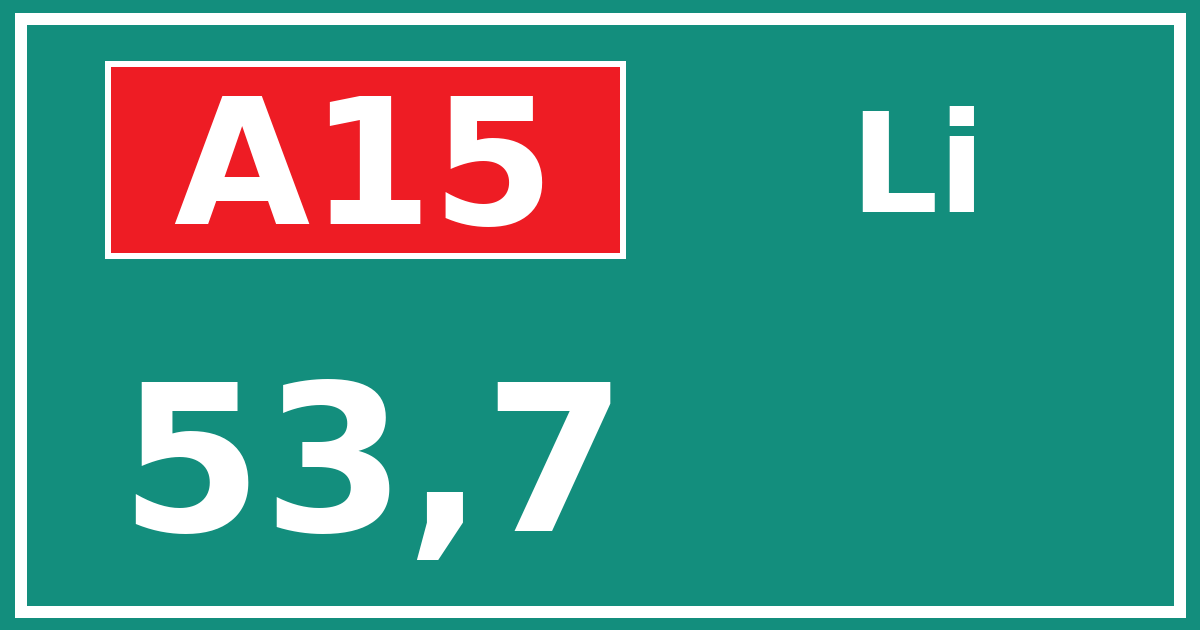 Hectometerbord A15 53,7 zijde Li