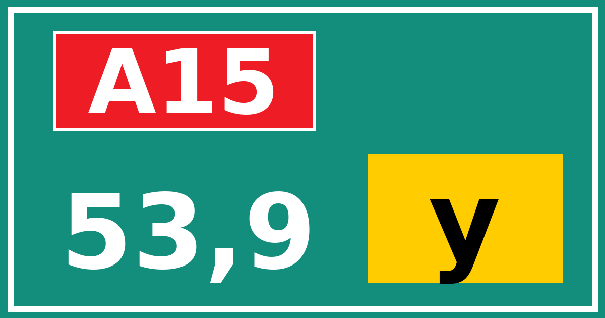 Hectometerbord A15 53,9 letter y