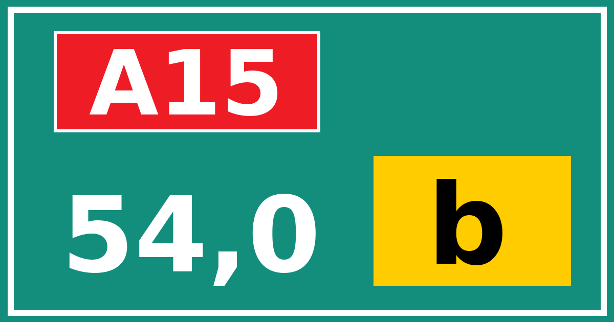 Hectometerbord A15 54,0 letter b