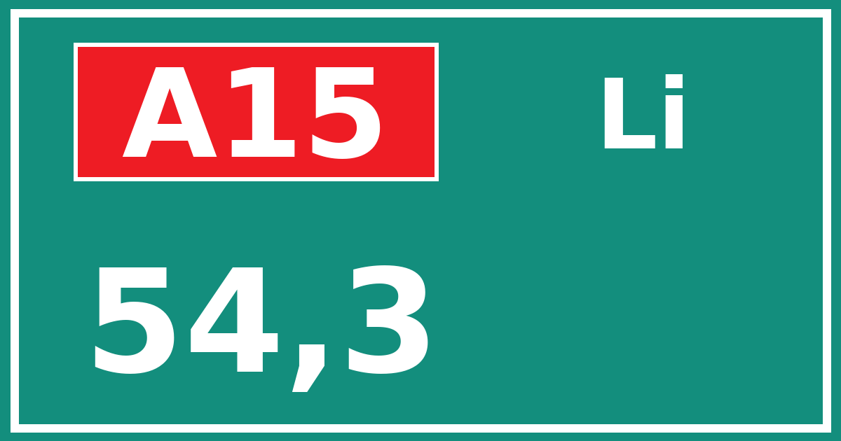 Hectometerbord A15 54,3 zijde Li