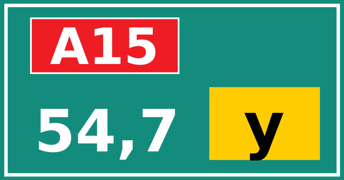 Hectometerbord A15 54,7 letter y