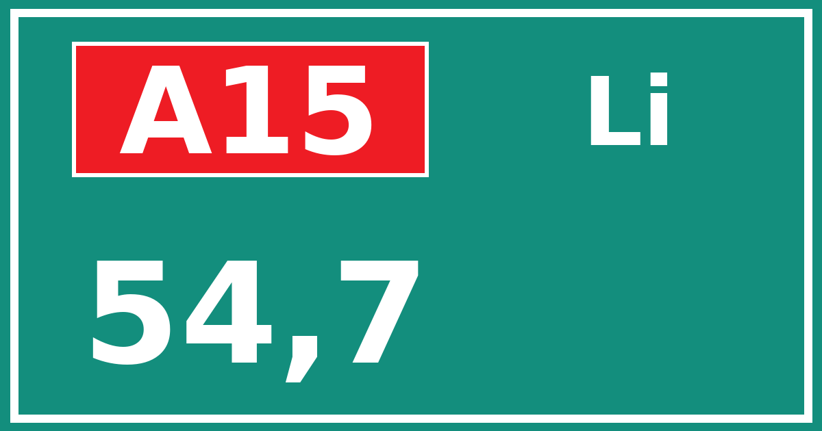 Hectometerbord A15 54,7 zijde Li